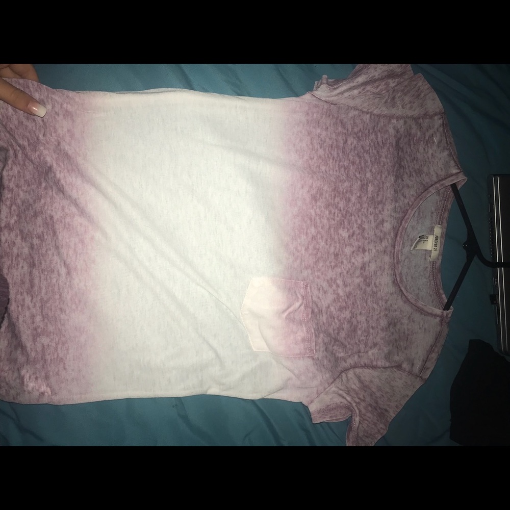 purple & white pocket shirt